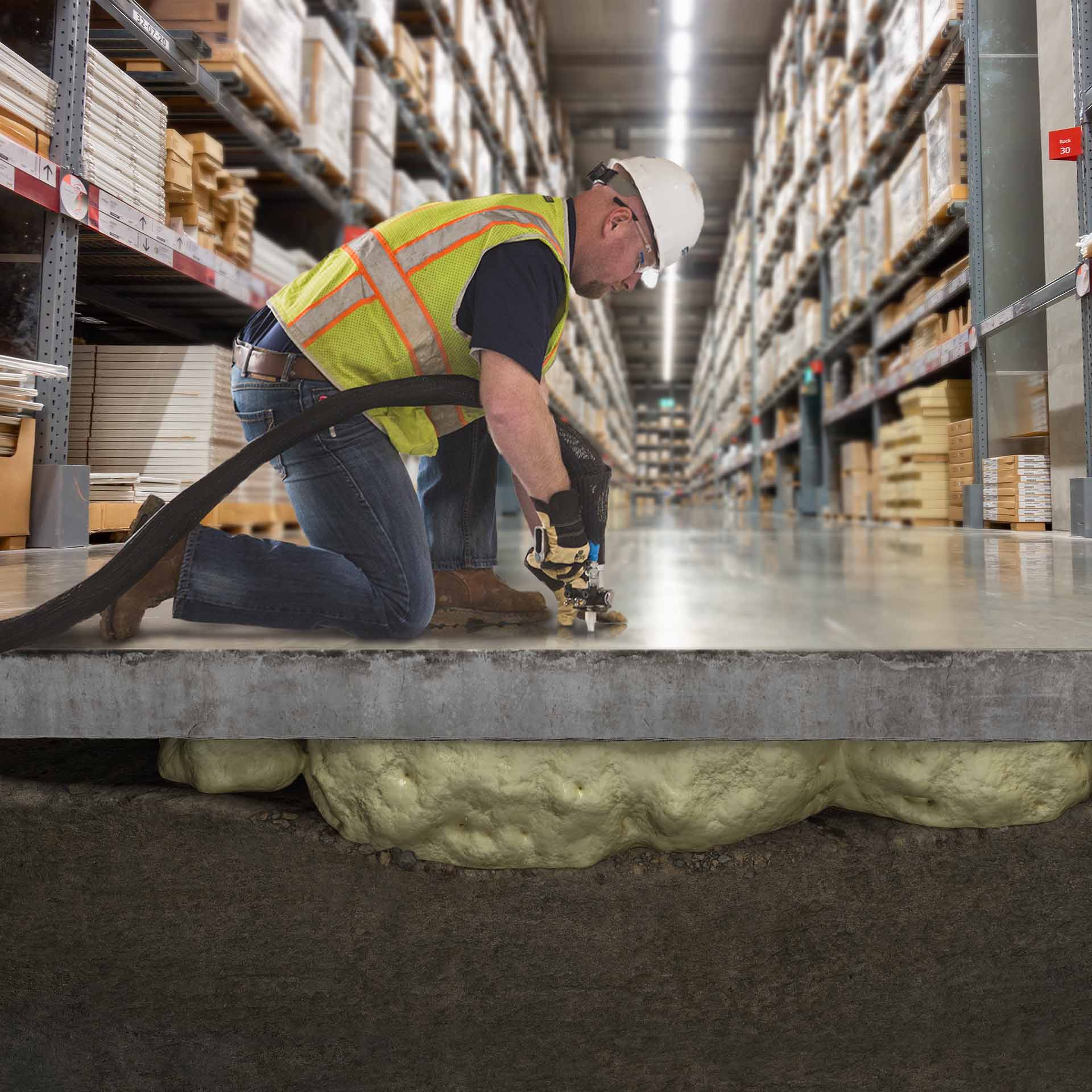 polylevel in warehouse floor